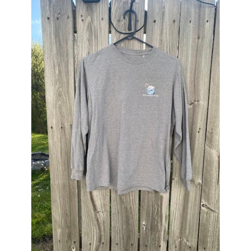 Southern Tide Mens Medium Gray Hot Cocoa Holiday Graphic Long Sleeve T-Shirt